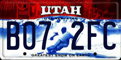UT license plate B072FC
