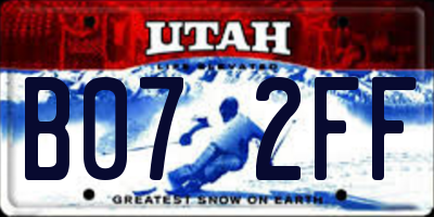 UT license plate B072FF