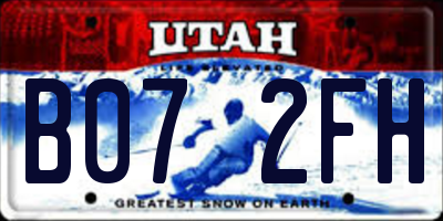 UT license plate B072FH