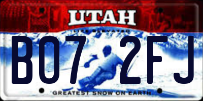 UT license plate B072FJ
