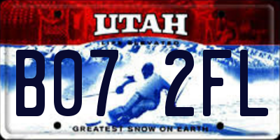 UT license plate B072FL