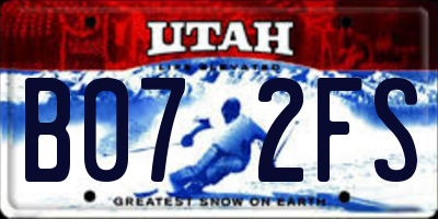 UT license plate B072FS