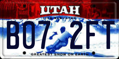 UT license plate B072FT