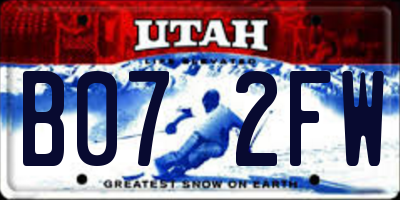 UT license plate B072FW