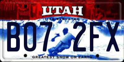 UT license plate B072FX