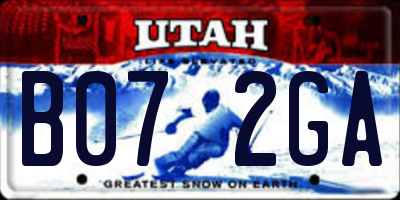 UT license plate B072GA