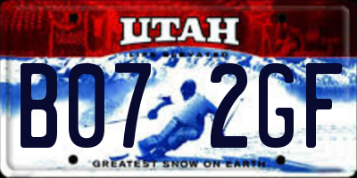 UT license plate B072GF