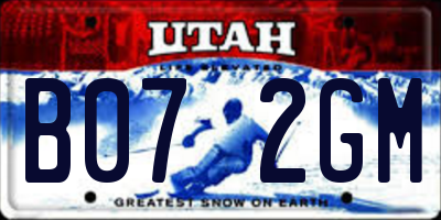 UT license plate B072GM