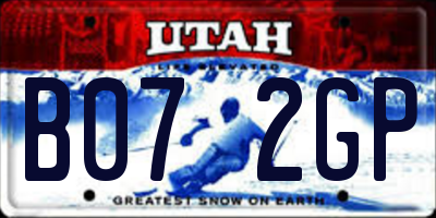 UT license plate B072GP