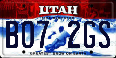 UT license plate B072GS