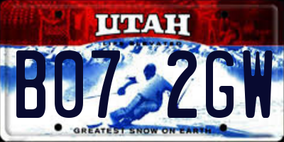 UT license plate B072GW