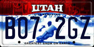 UT license plate B072GZ