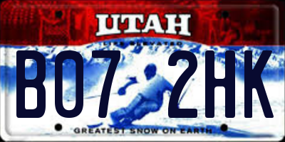 UT license plate B072HK