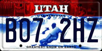 UT license plate B072HZ