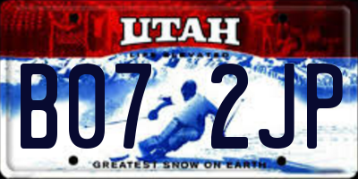 UT license plate B072JP