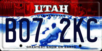 UT license plate B072KC