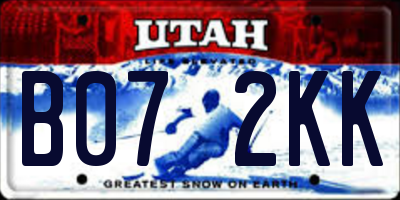 UT license plate B072KK