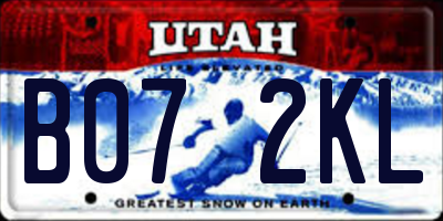 UT license plate B072KL