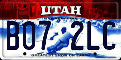 UT license plate B072LC