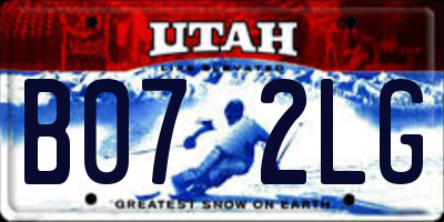 UT license plate B072LG