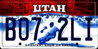 UT license plate B072LI