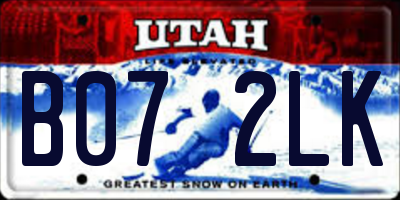 UT license plate B072LK