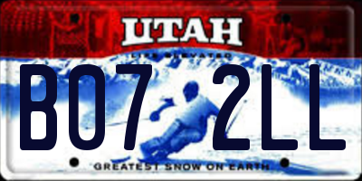 UT license plate B072LL