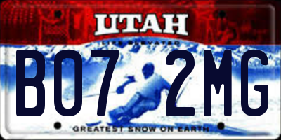 UT license plate B072MG
