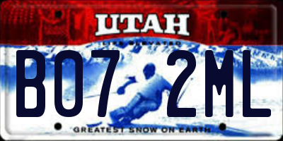 UT license plate B072ML
