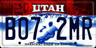 UT license plate B072MR