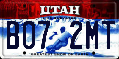UT license plate B072MT