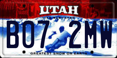UT license plate B072MW