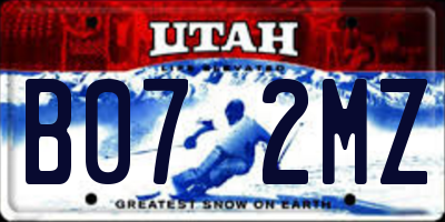 UT license plate B072MZ