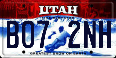 UT license plate B072NH