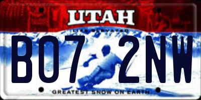 UT license plate B072NW