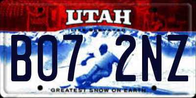 UT license plate B072NZ