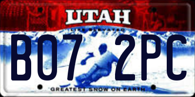 UT license plate B072PC