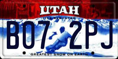 UT license plate B072PJ