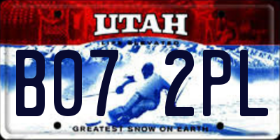 UT license plate B072PL