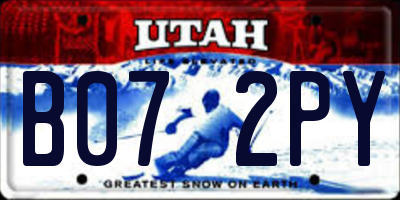 UT license plate B072PY