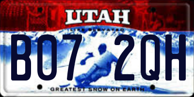 UT license plate B072QH