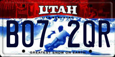 UT license plate B072QR