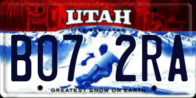 UT license plate B072RA