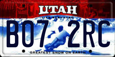 UT license plate B072RC