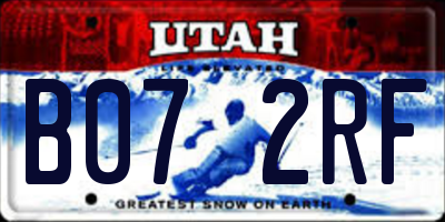 UT license plate B072RF