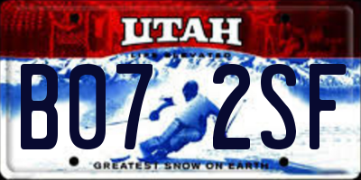 UT license plate B072SF