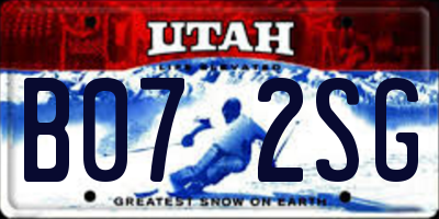 UT license plate B072SG
