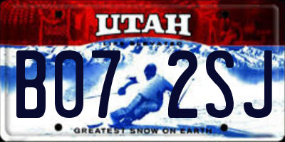 UT license plate B072SJ