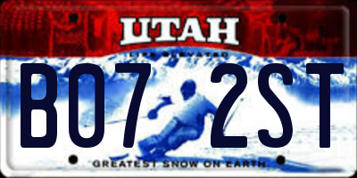 UT license plate B072ST