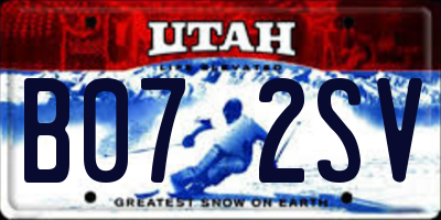 UT license plate B072SV
